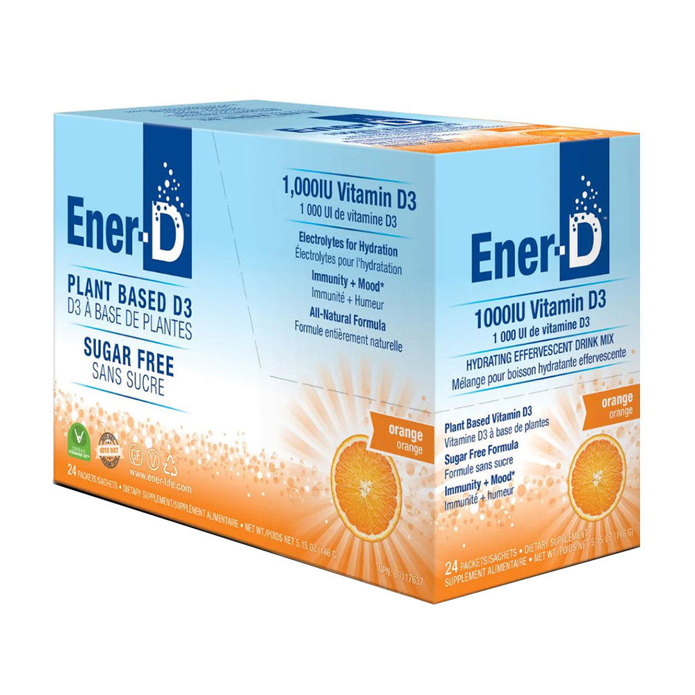 Ener D Sugar Free Drink Mix 1000IU Vitamin D3, Orange, 24 Ea